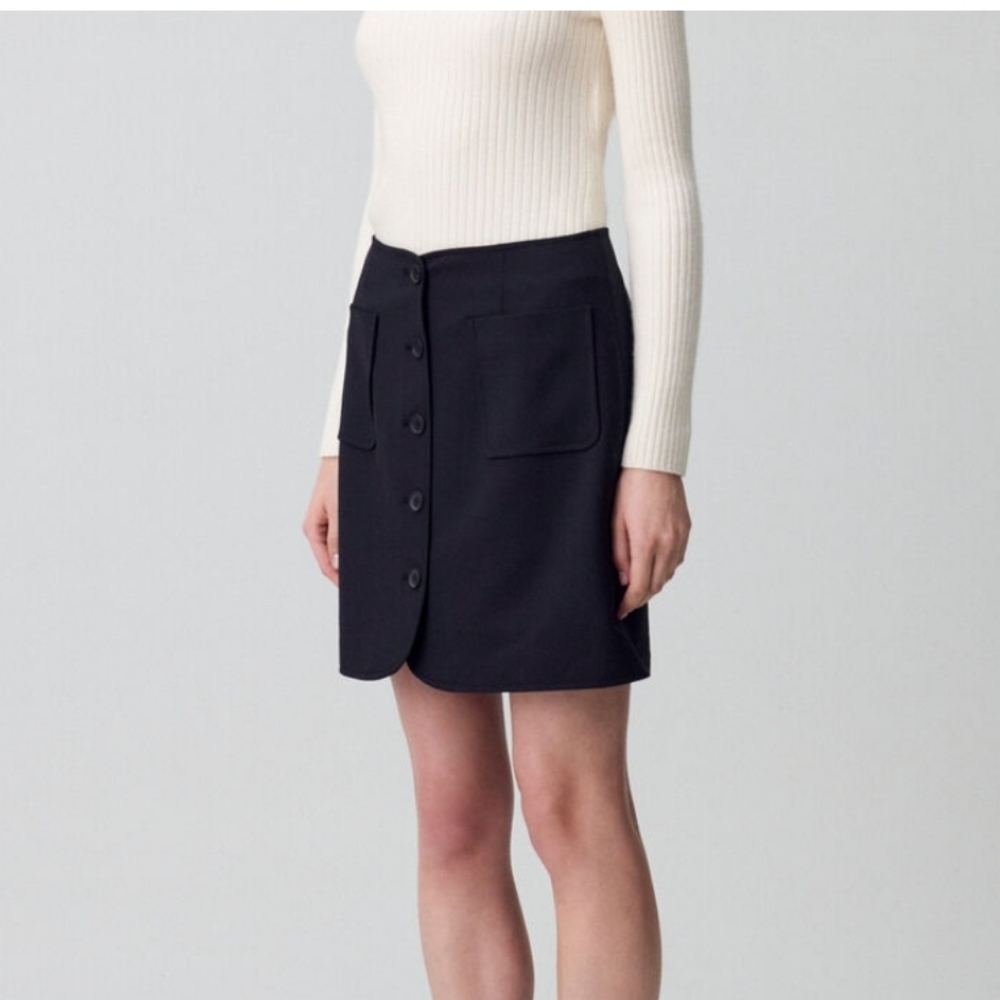 Claudie Pierlot Paris Classic Black Wool Button-Front Skirt Size 2 - Picture 3 of 5